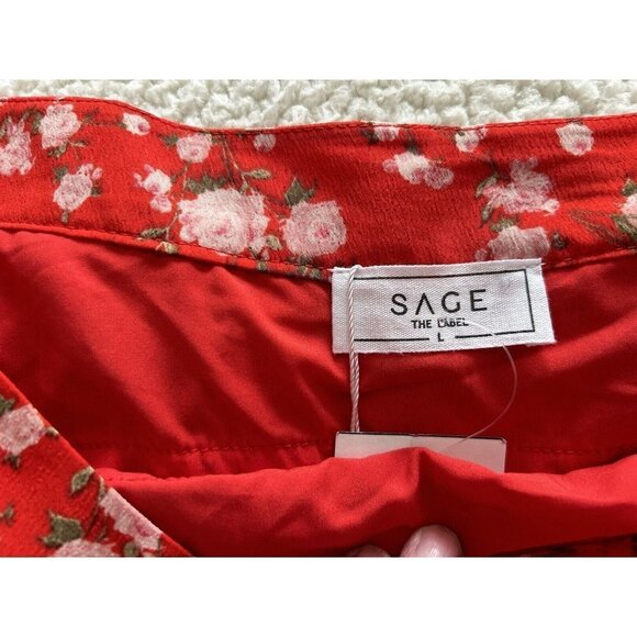 Sage The Label Red Poppy Punch Tiered Mini Skirt Size L - Picture 8 of 8